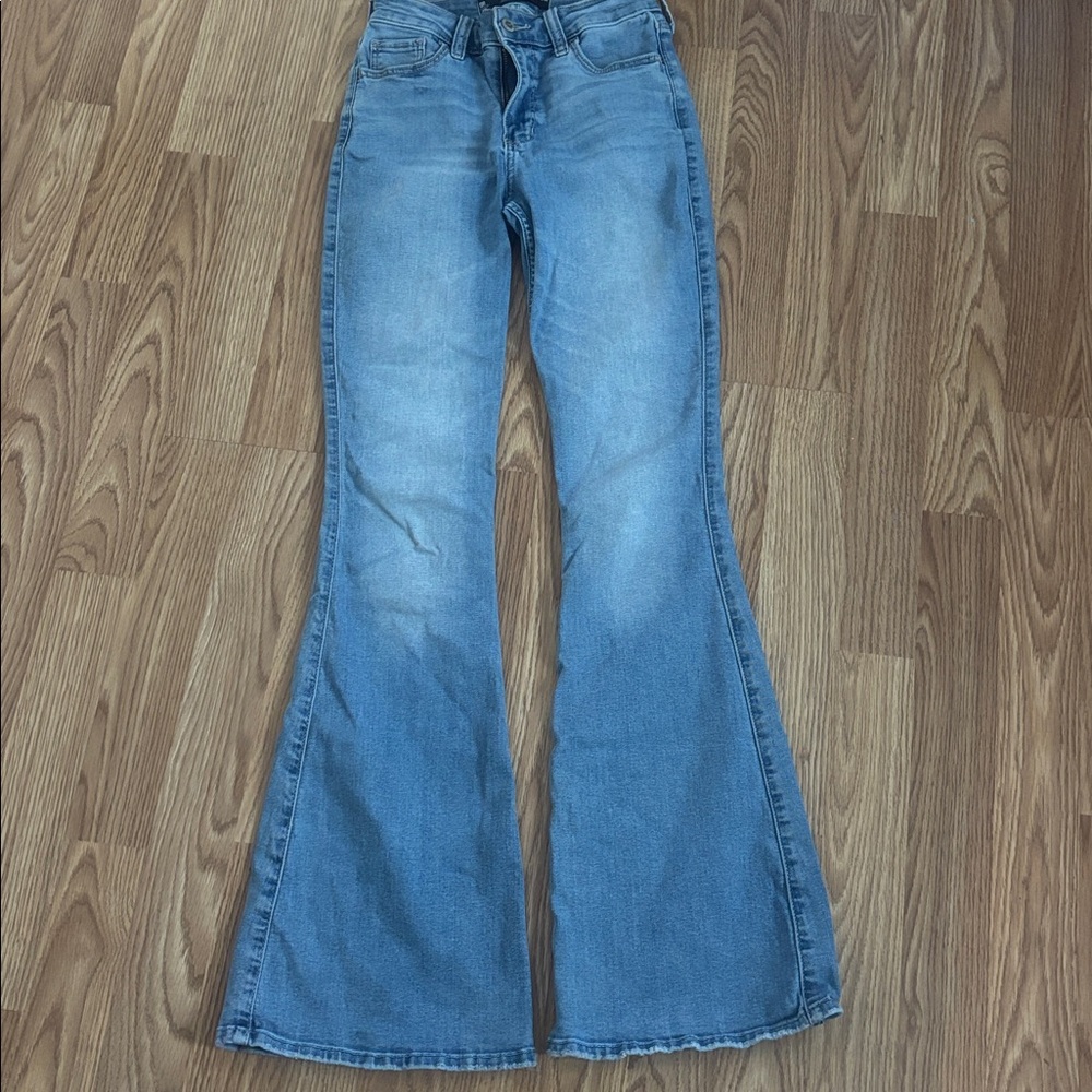 Hollister Light Blue High-Rise Flare Jeans